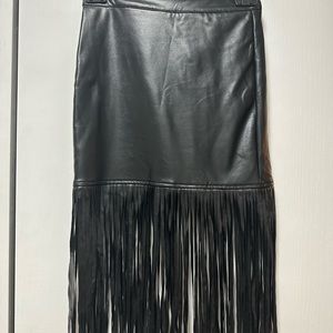 Pleather Fringe Skirt